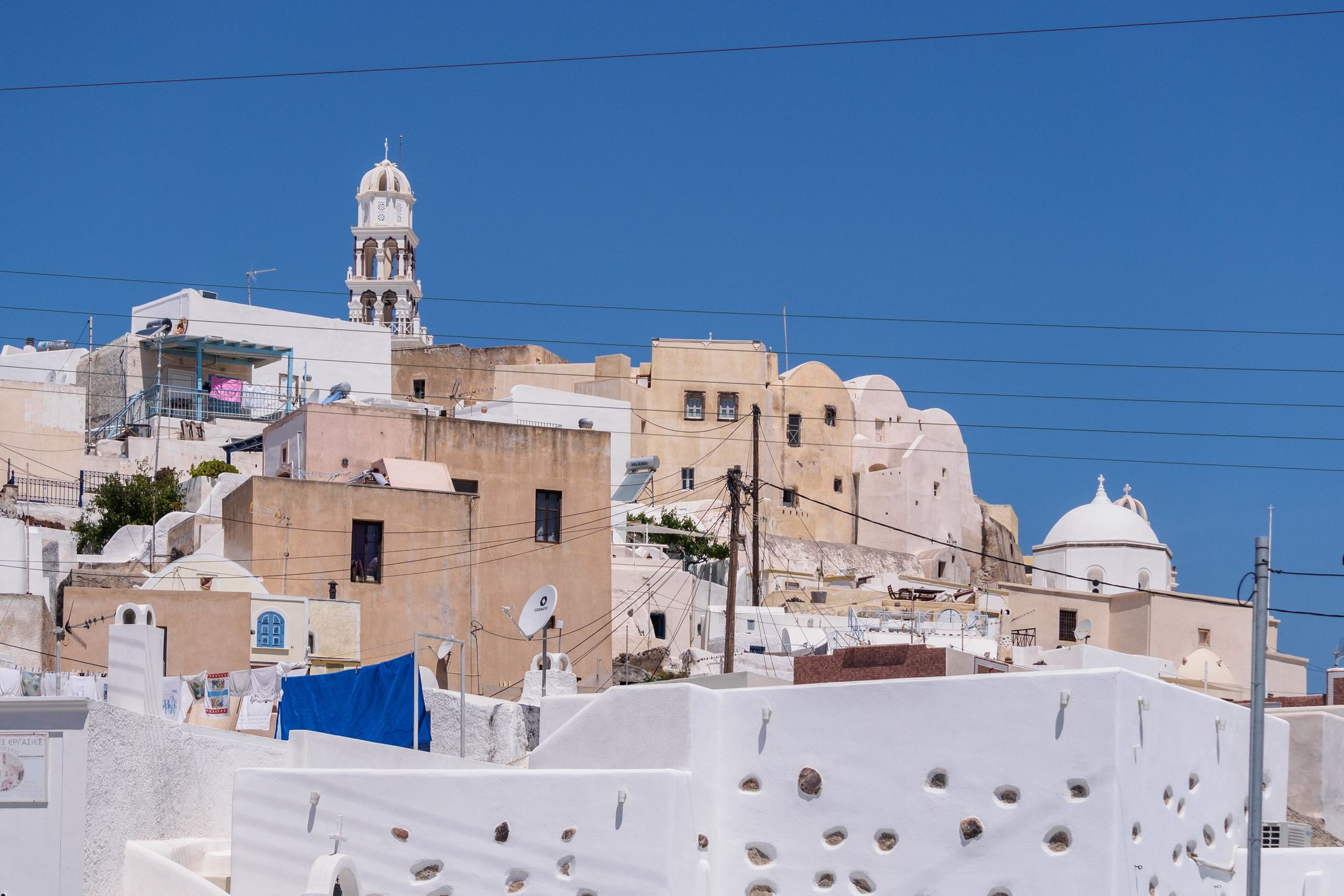 The white lanes and rooftops of Emporio village on Santorini